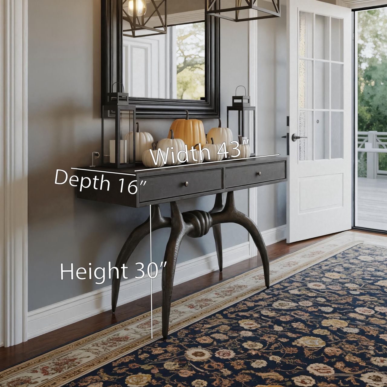 Halloween Console Table With Curved Spider Legs And Drawers For Entryway SITHHNHW004