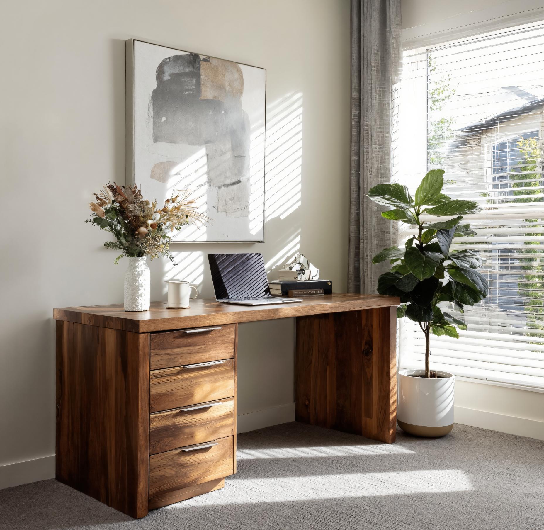Minimalist Office Desk With Storage Drawers For Home Study SITHHNDE052