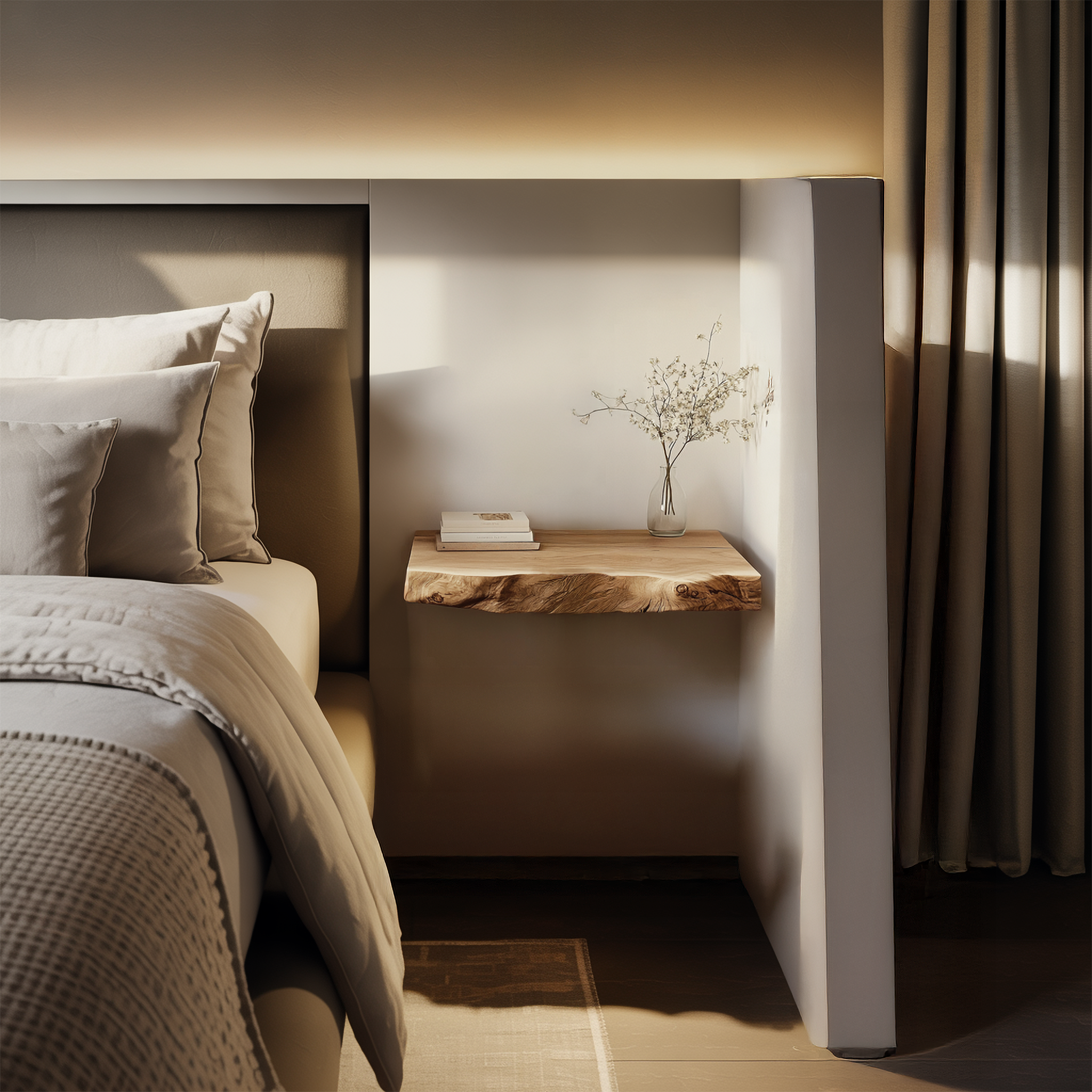 Rustic Floating Nightstand For Bedroom And Small Space SINLSAFL461