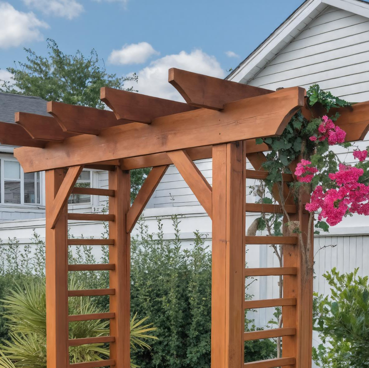 Rustic Wooden Pergola Bench With Planters For Patio Or Garden SITHHNPER001