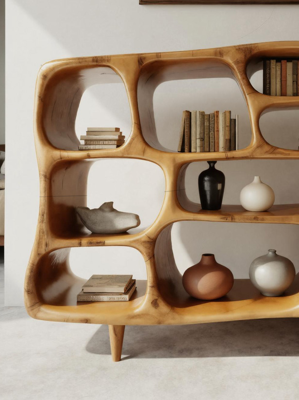 Modern Organic Bookshelf With Open Shelves For Living Room Or Office SITHHNBS026