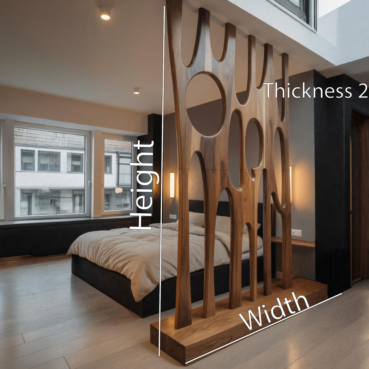 Modern Sculptural Room Divider With Artistic Carved For Bedroom SITHHNDVR004