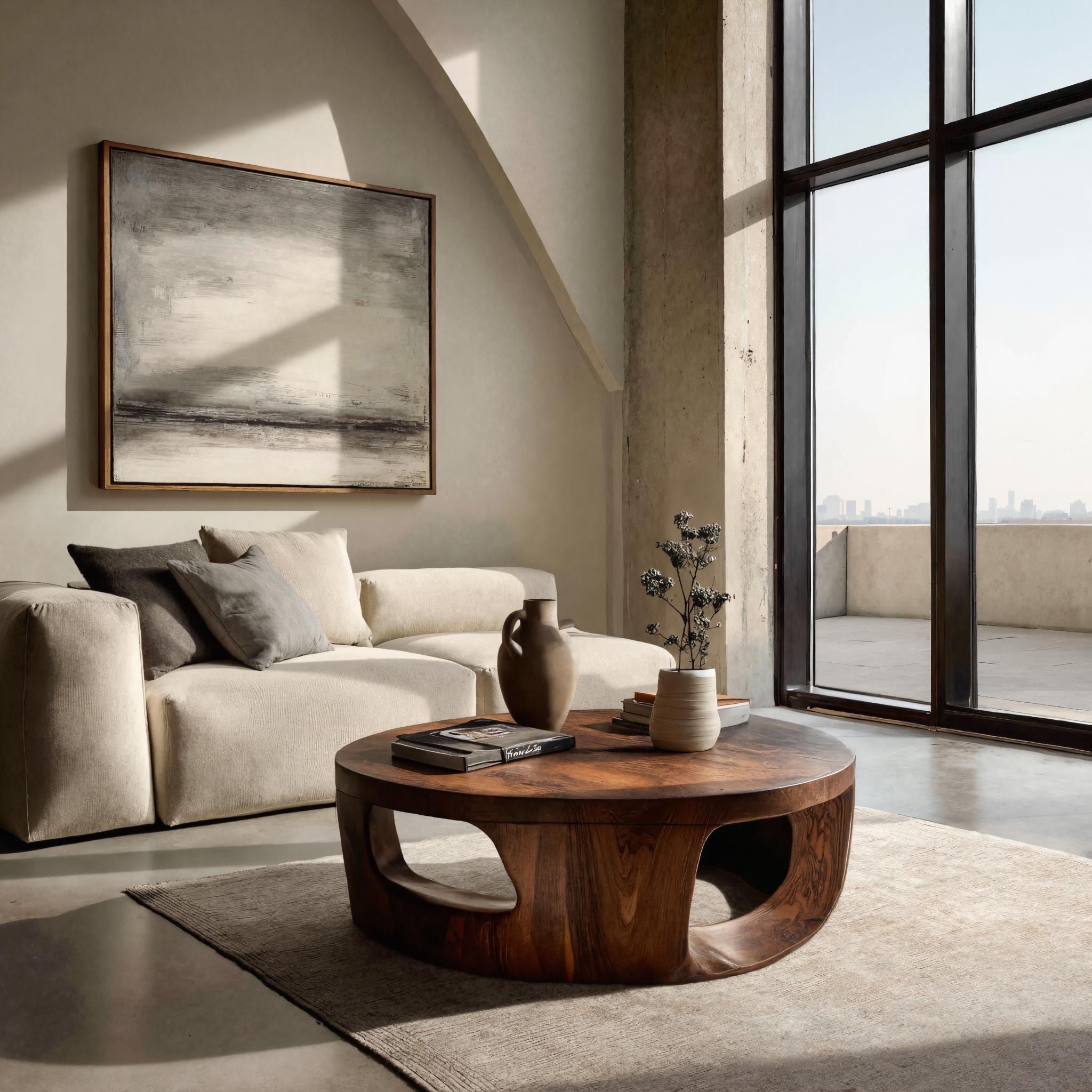 Contemporary Round Coffee Table With Open Cut Base For Living RTTHHNCF068