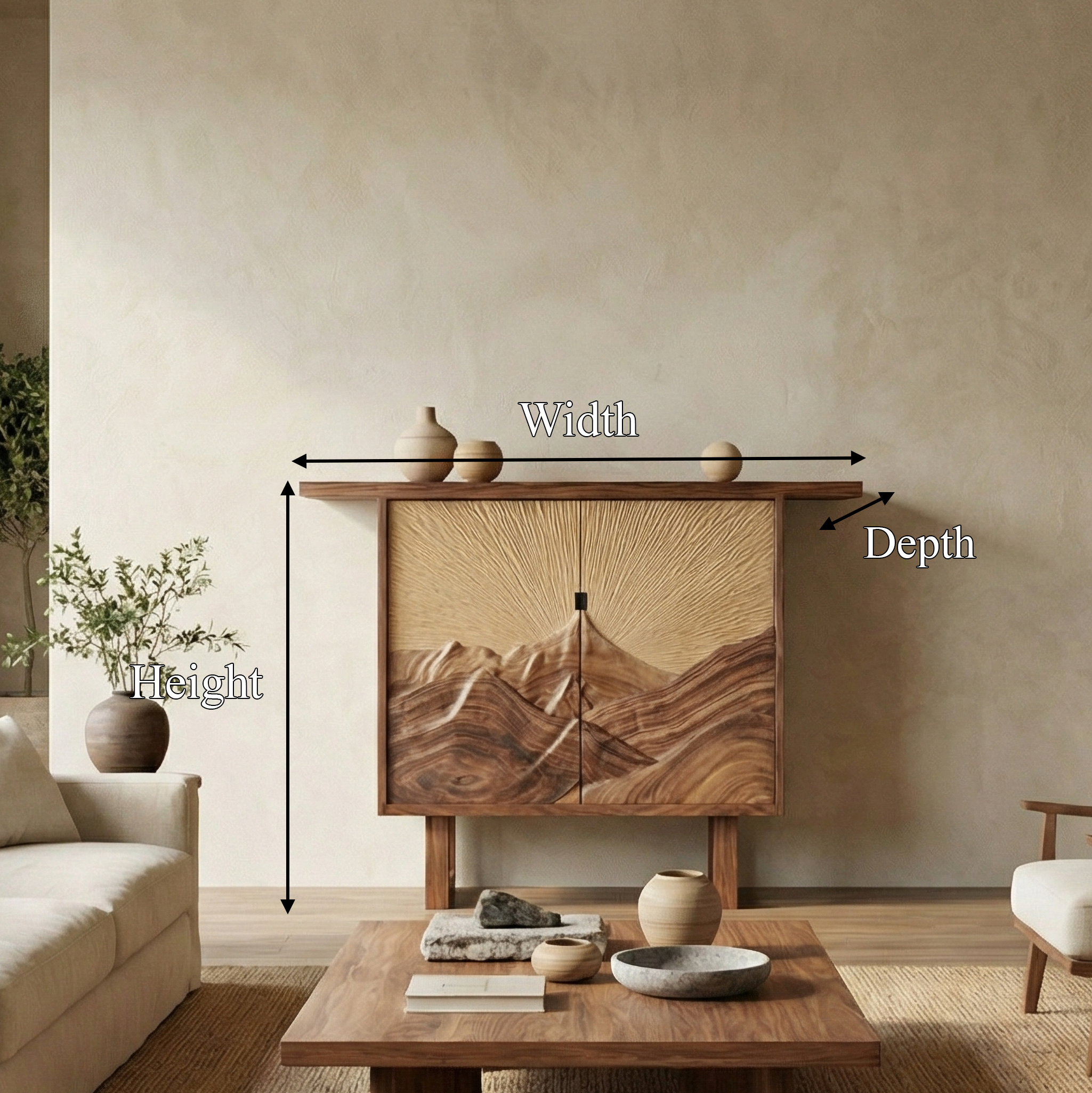 Rustic Mountain Relief Sideboard For Dining Room And Apartment SINLSASC478