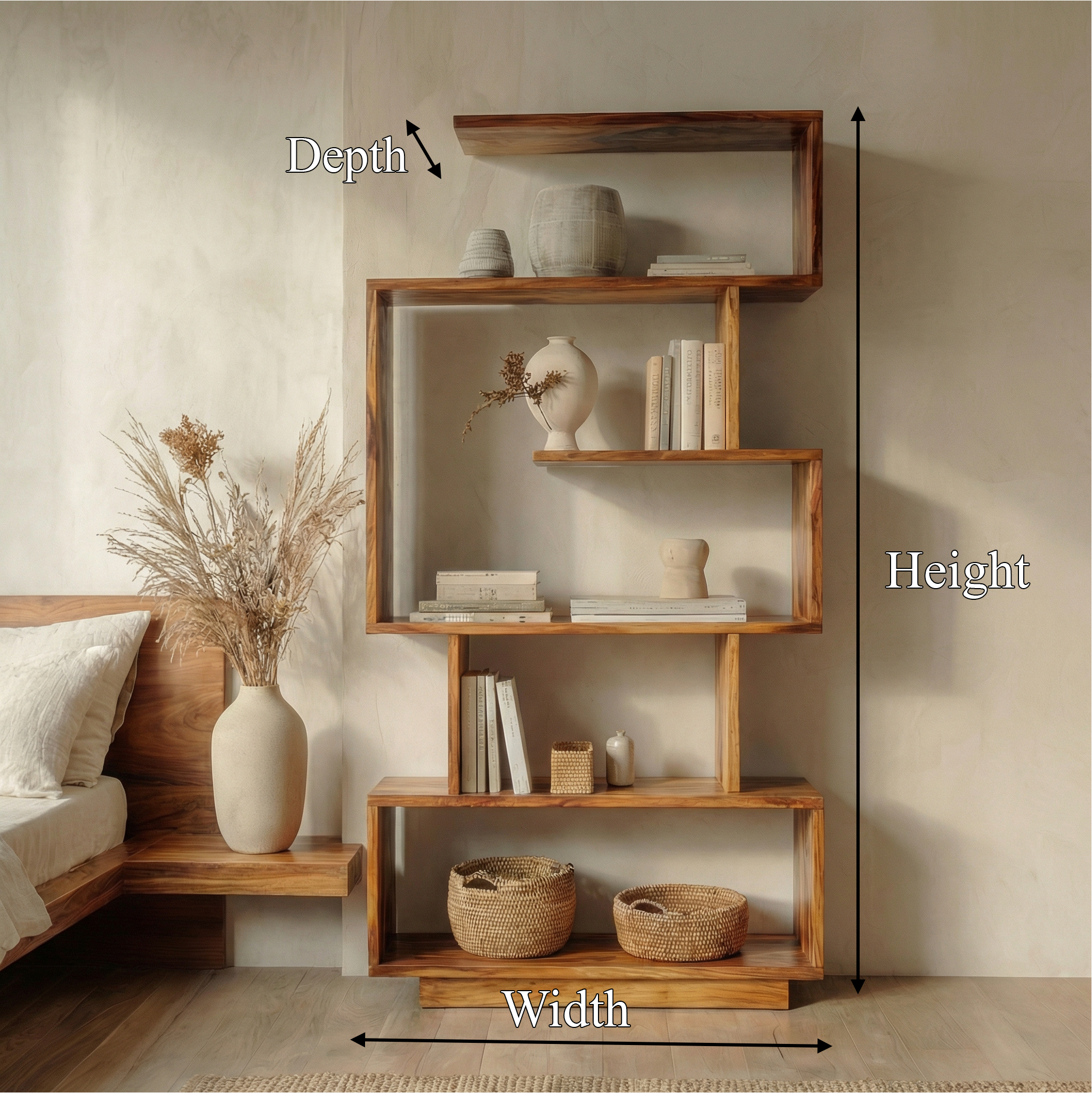 Mid Century Modern Bookshelf For Living Room And Studio SINLSASC485
