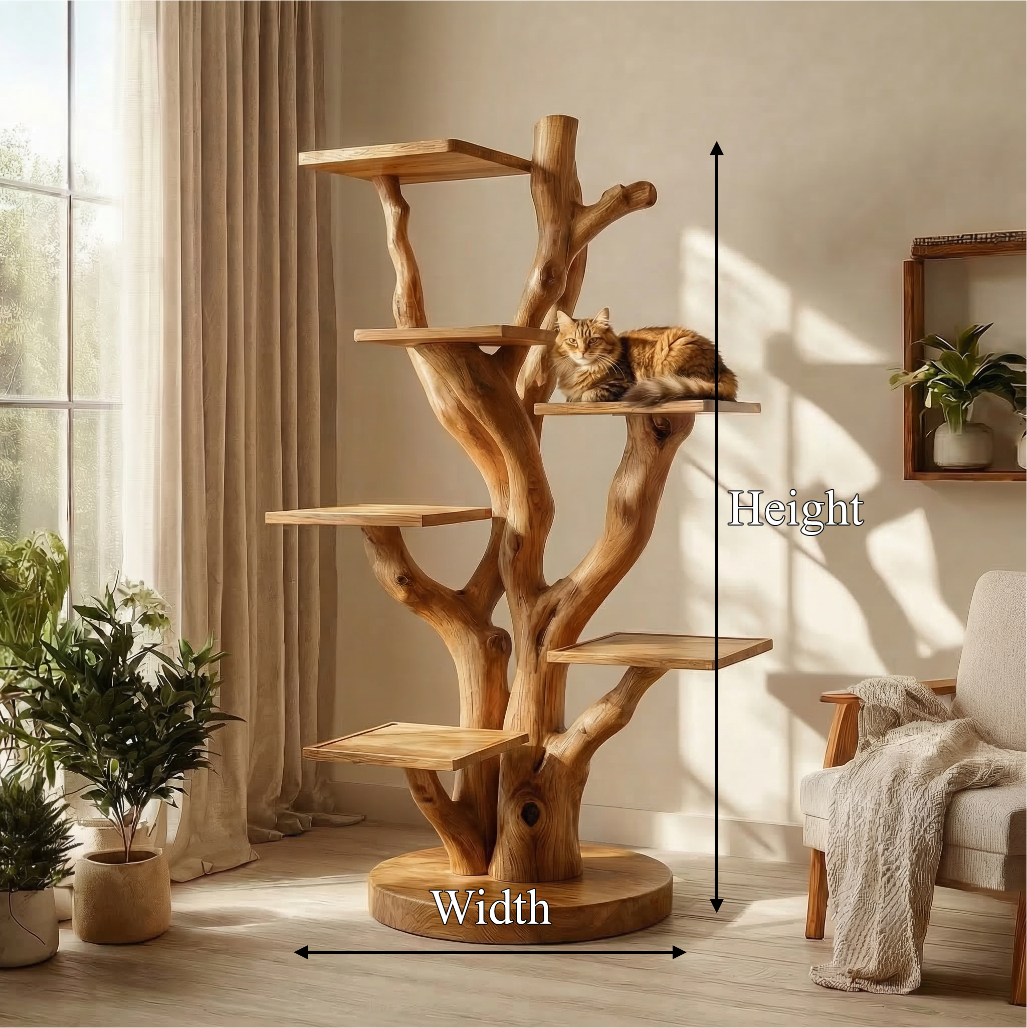 Rustic Cat Climbing Tree For Living Room Or Pet Space SINLSATT130