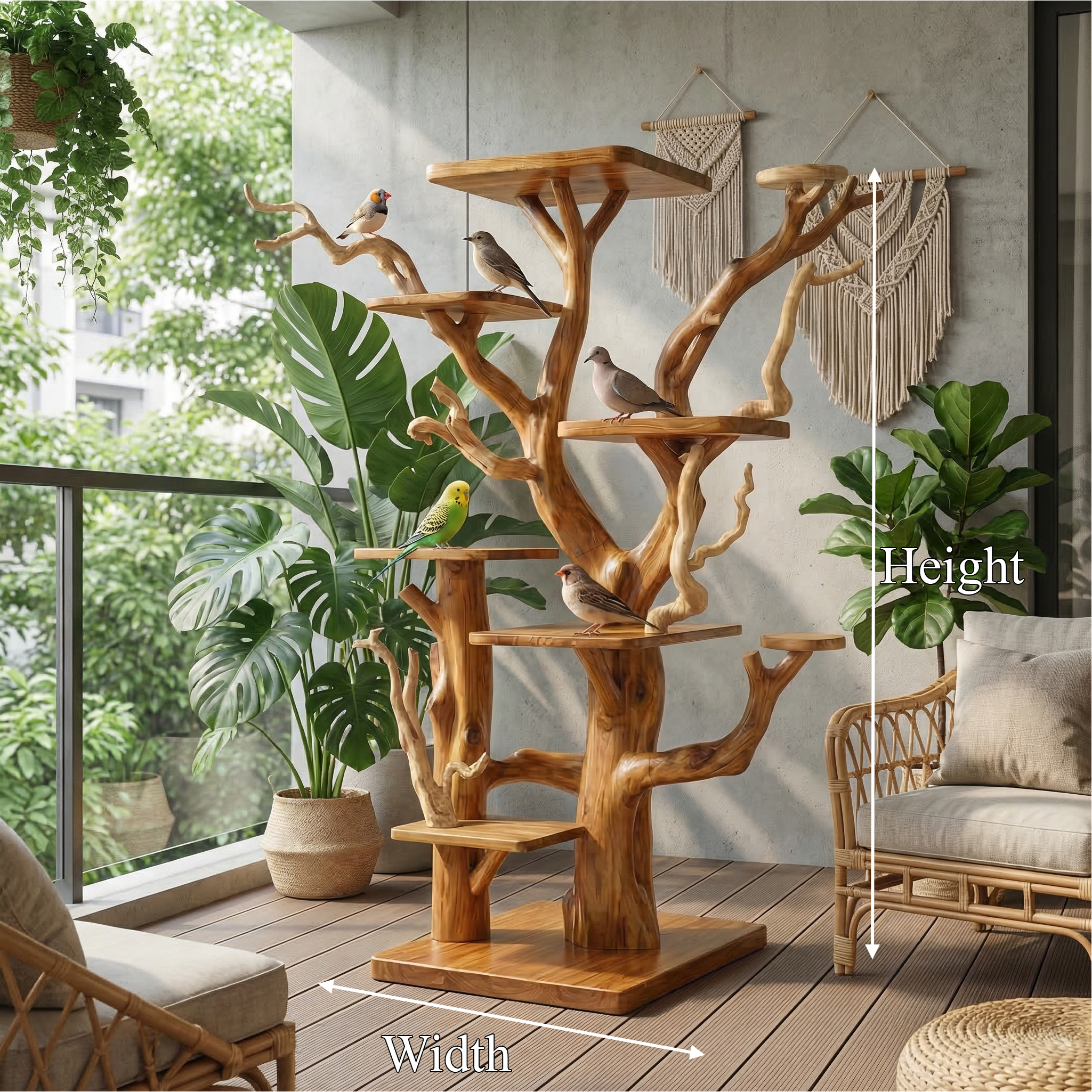 Rustic Bird Perch Stand For Living Room Or Bedroom SINLSATT128