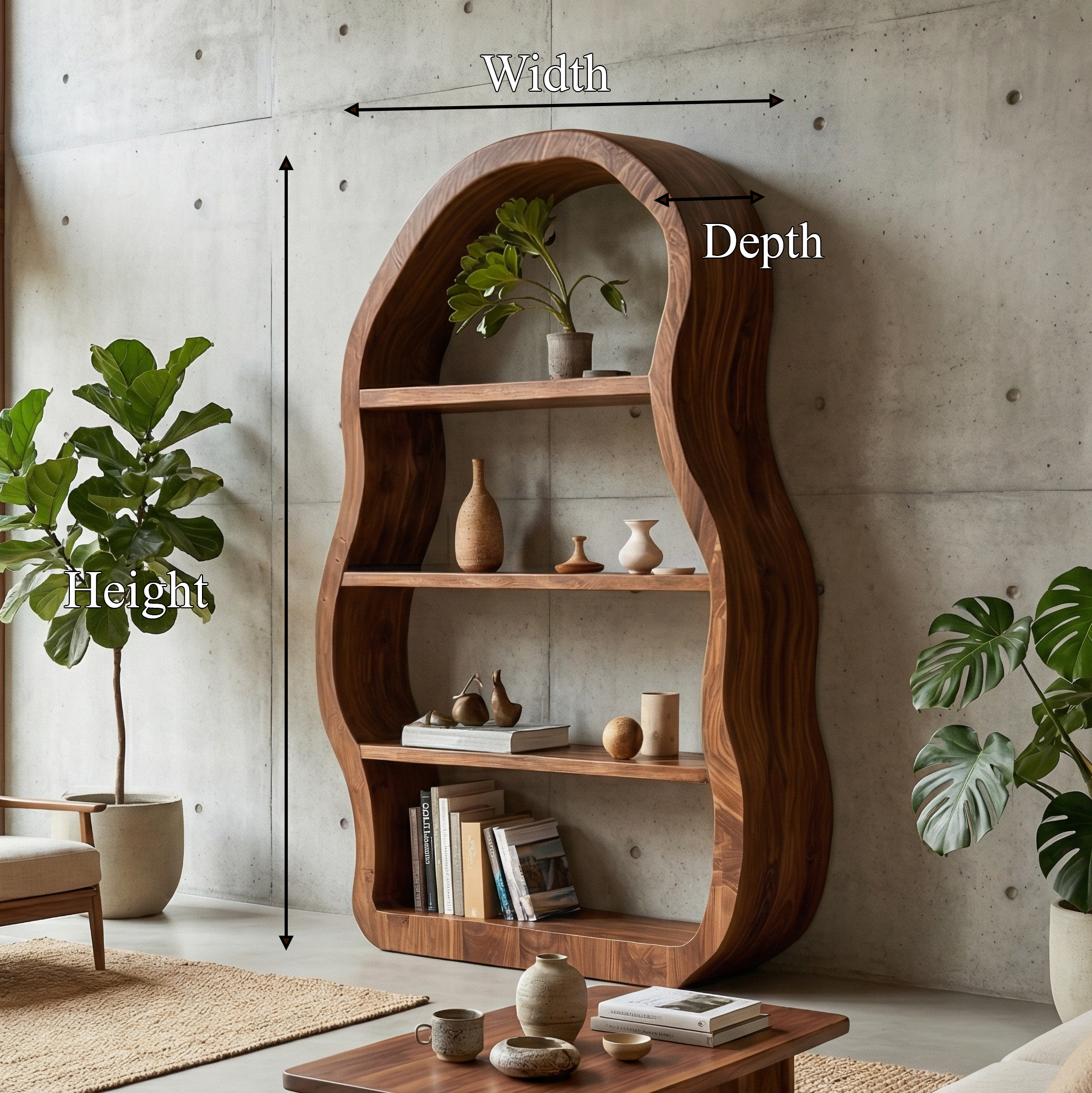 Modern Sculptural Bookshelf For Living Room And Reading Corner SINLSASC503