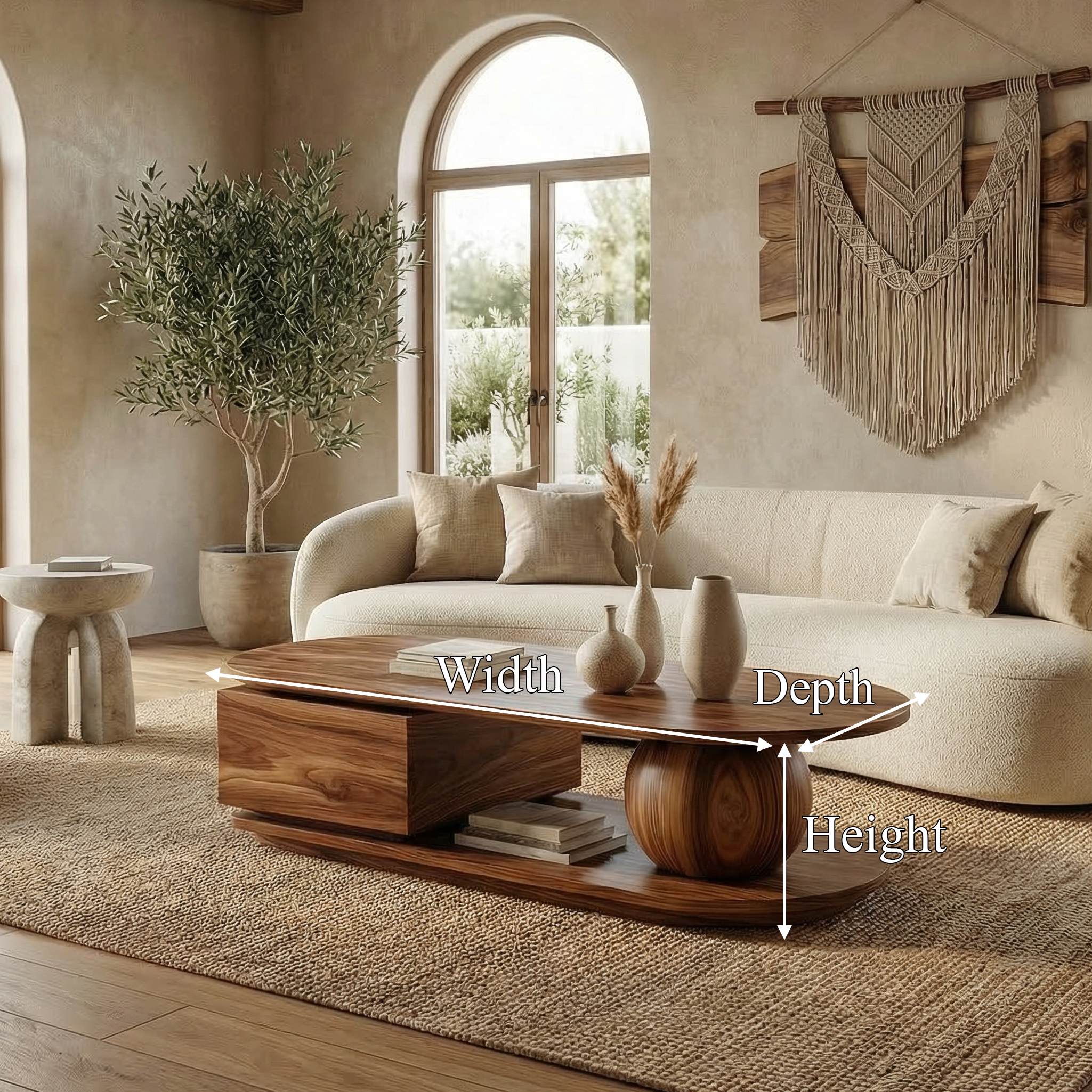 Rustic Coffee Table Solid Wood For Living Room SINLSACF331