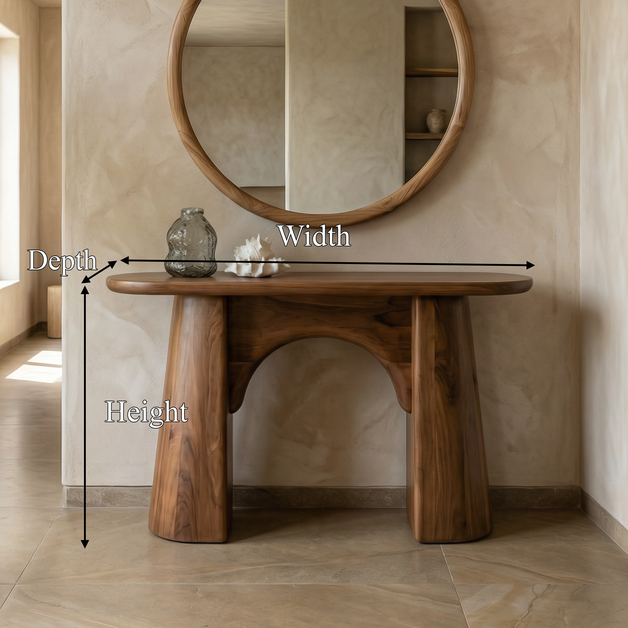 Organic Minimalist Console Table Solid Wood Living Room SINLSACS521