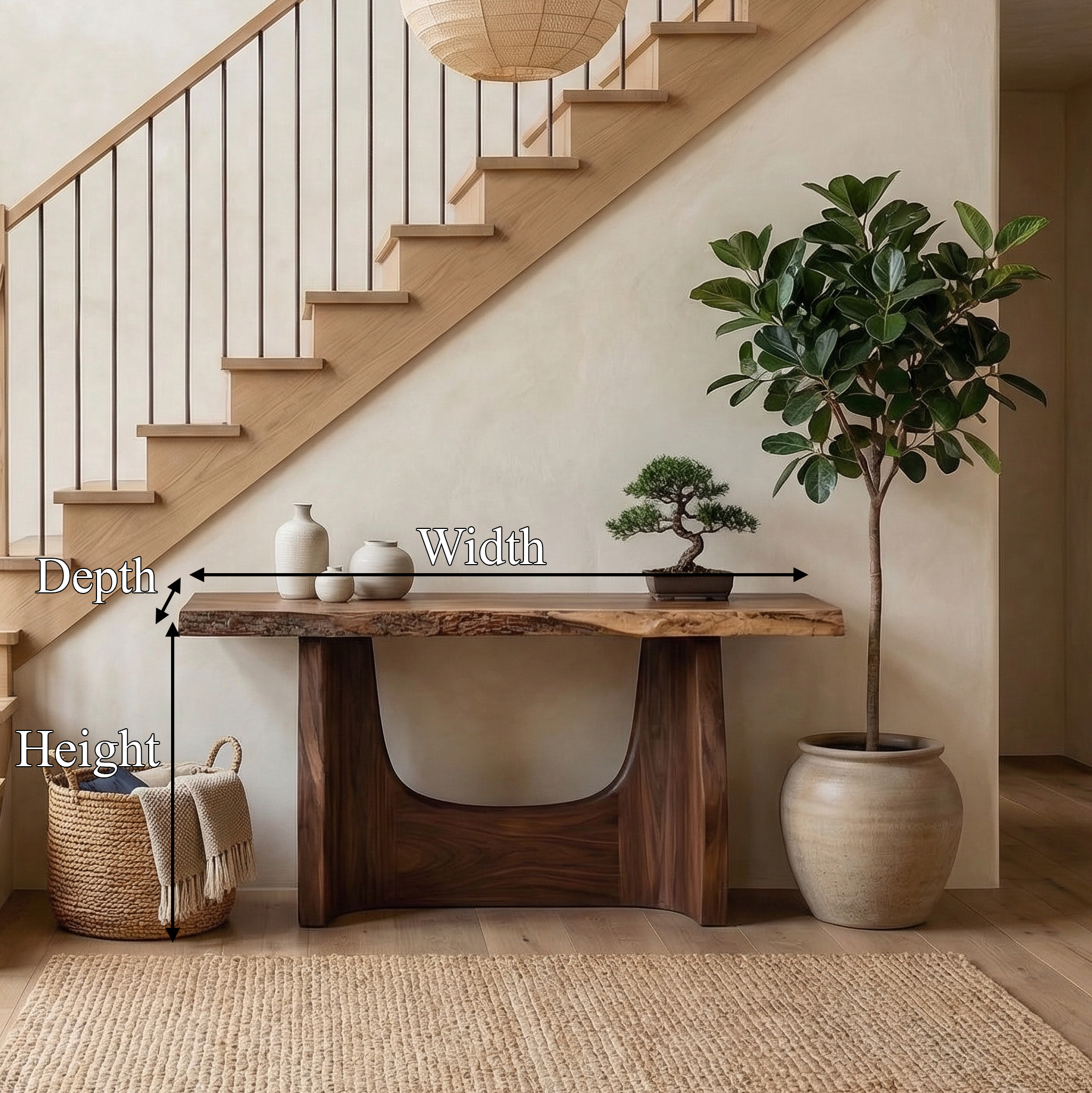 Rustic Live Edge Console Table Wooden Living Room SINLSACS527