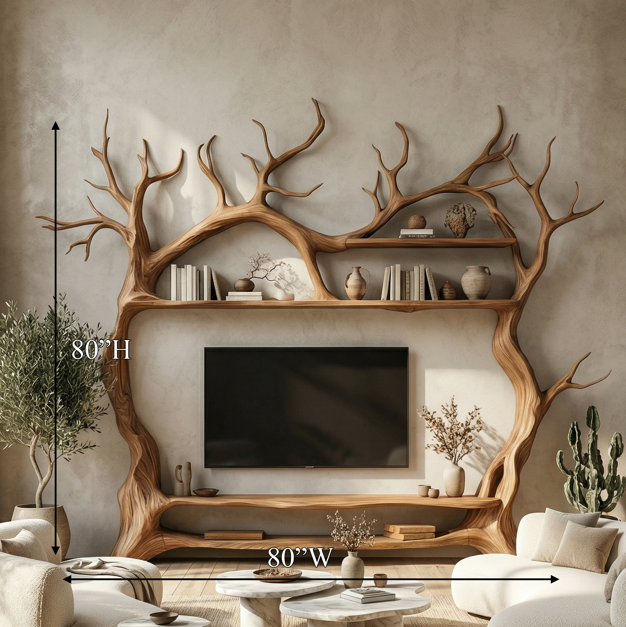 Rustic Decorative Tree TV Stand For Living Room And Lounge Interior SINLSATB706