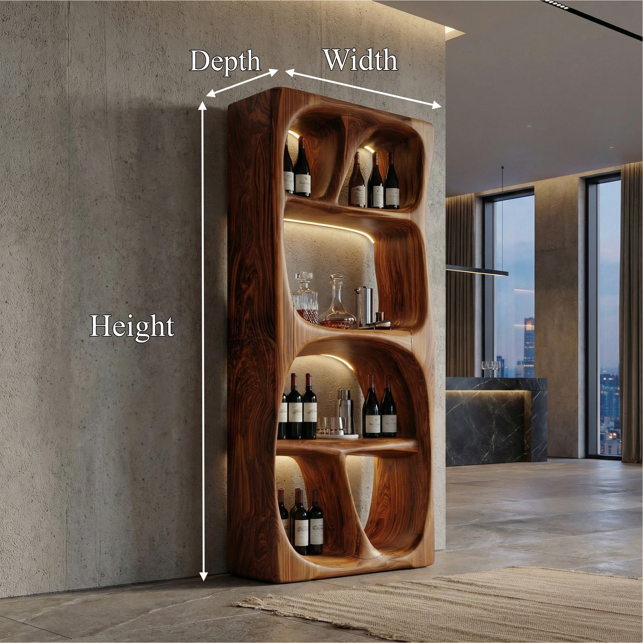 Modern Statement Wine Storage Cabinet For Living Room And Bar Space SINLSASC508
