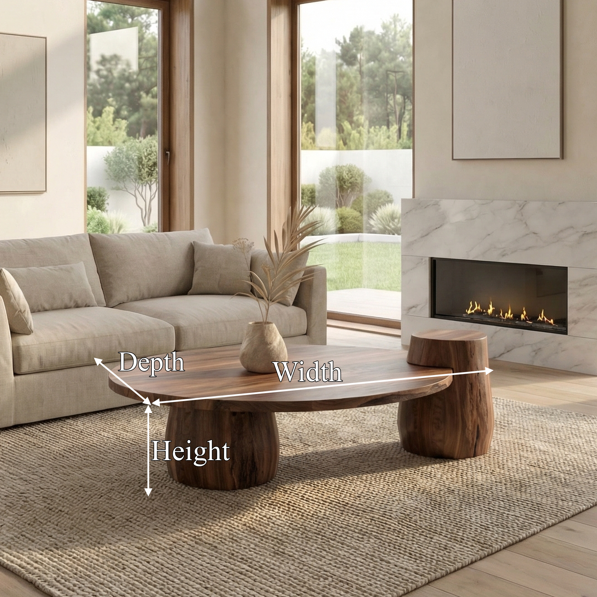 Rustic Coffee Table Sculptural Base Living Room SINLSACF328