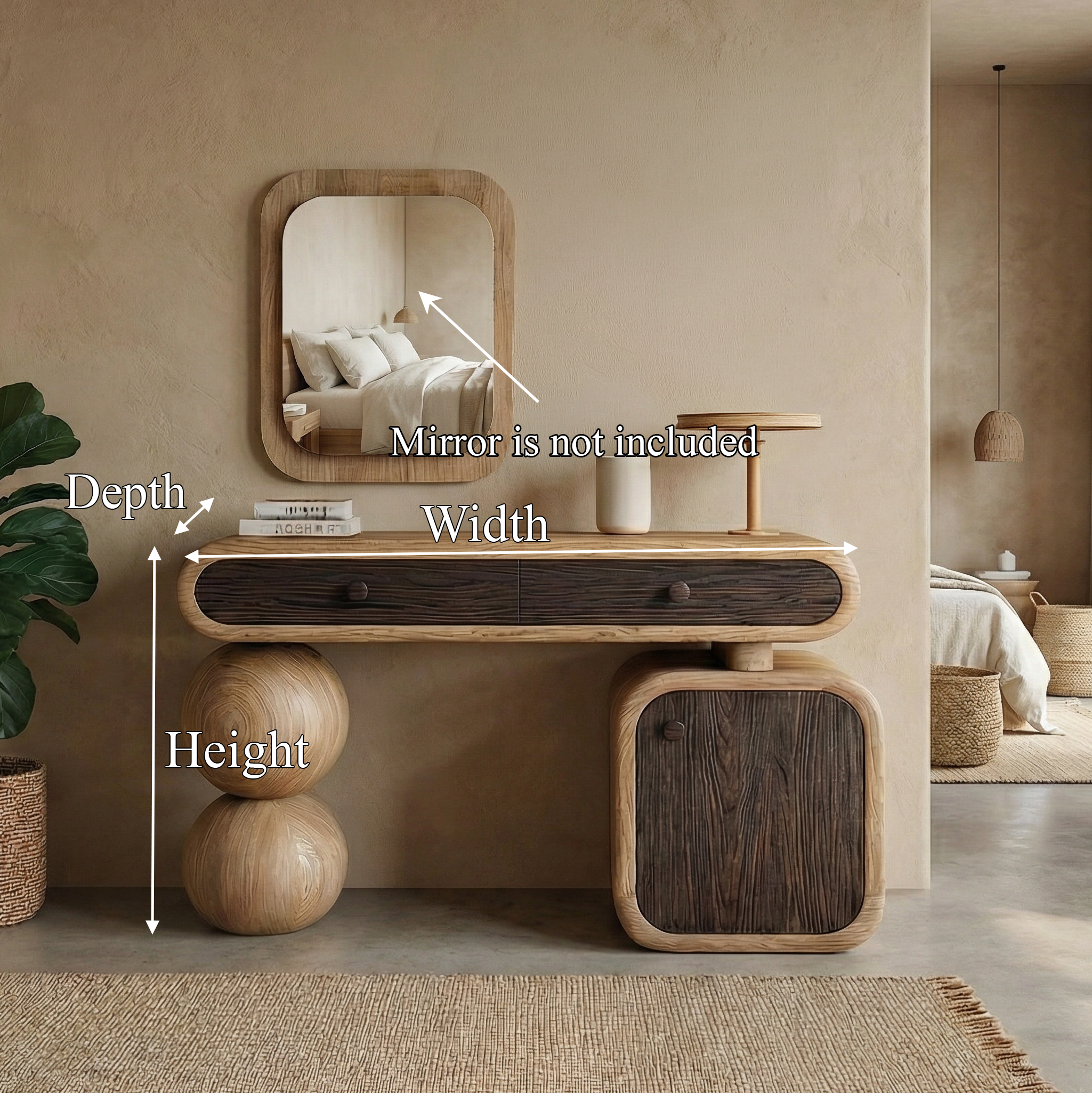 Organic Modern Wooden Dressing Table Bedroom Or Vanity Area SINLSABDT047