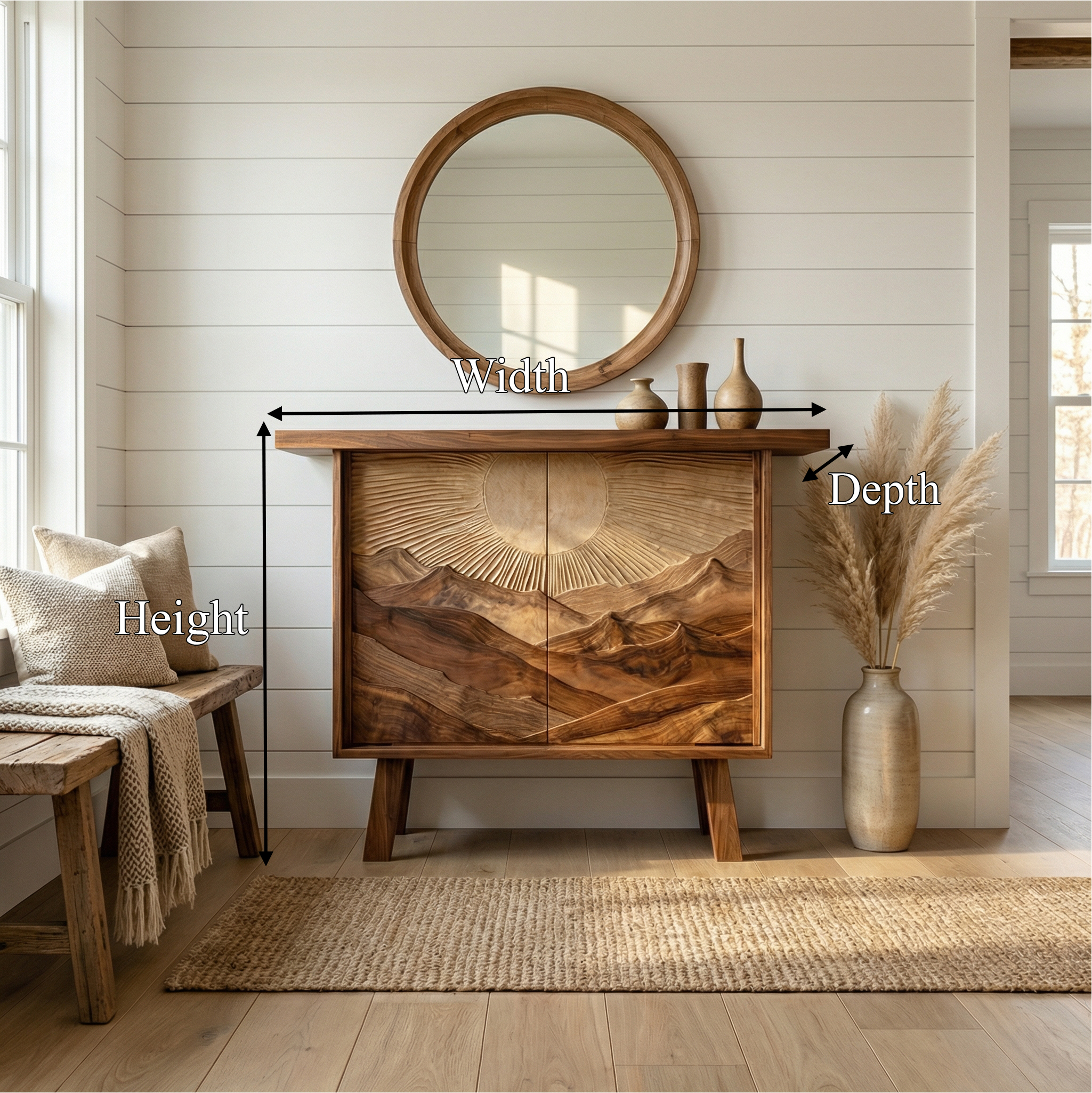 Rustic Mountain Carved Sideboard For Dining Room And Living Room SINLSASC476