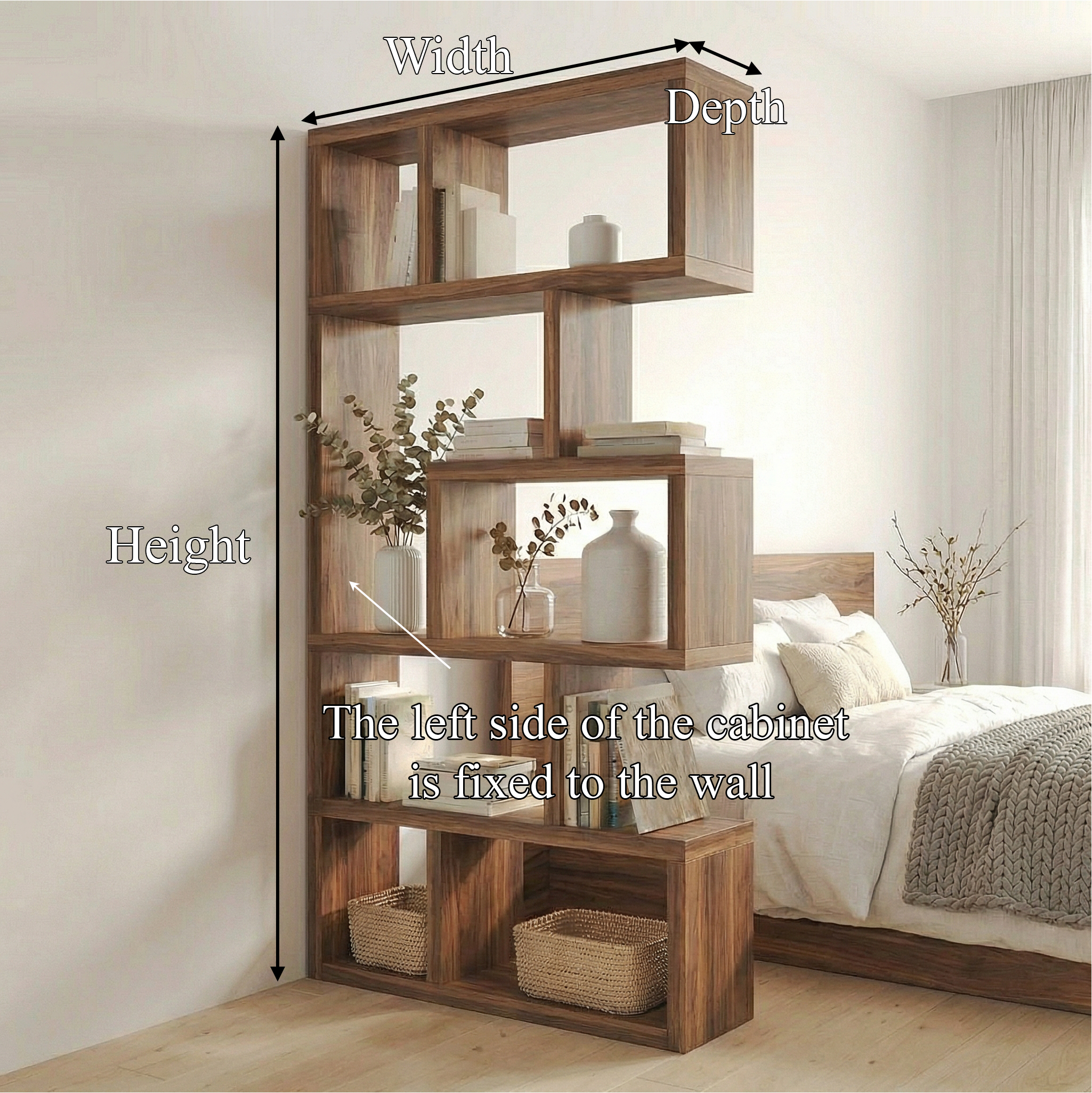 Mid Century Freestanding Room Divider Bookshelf For Bedroom and Reading Room SINLSASC484