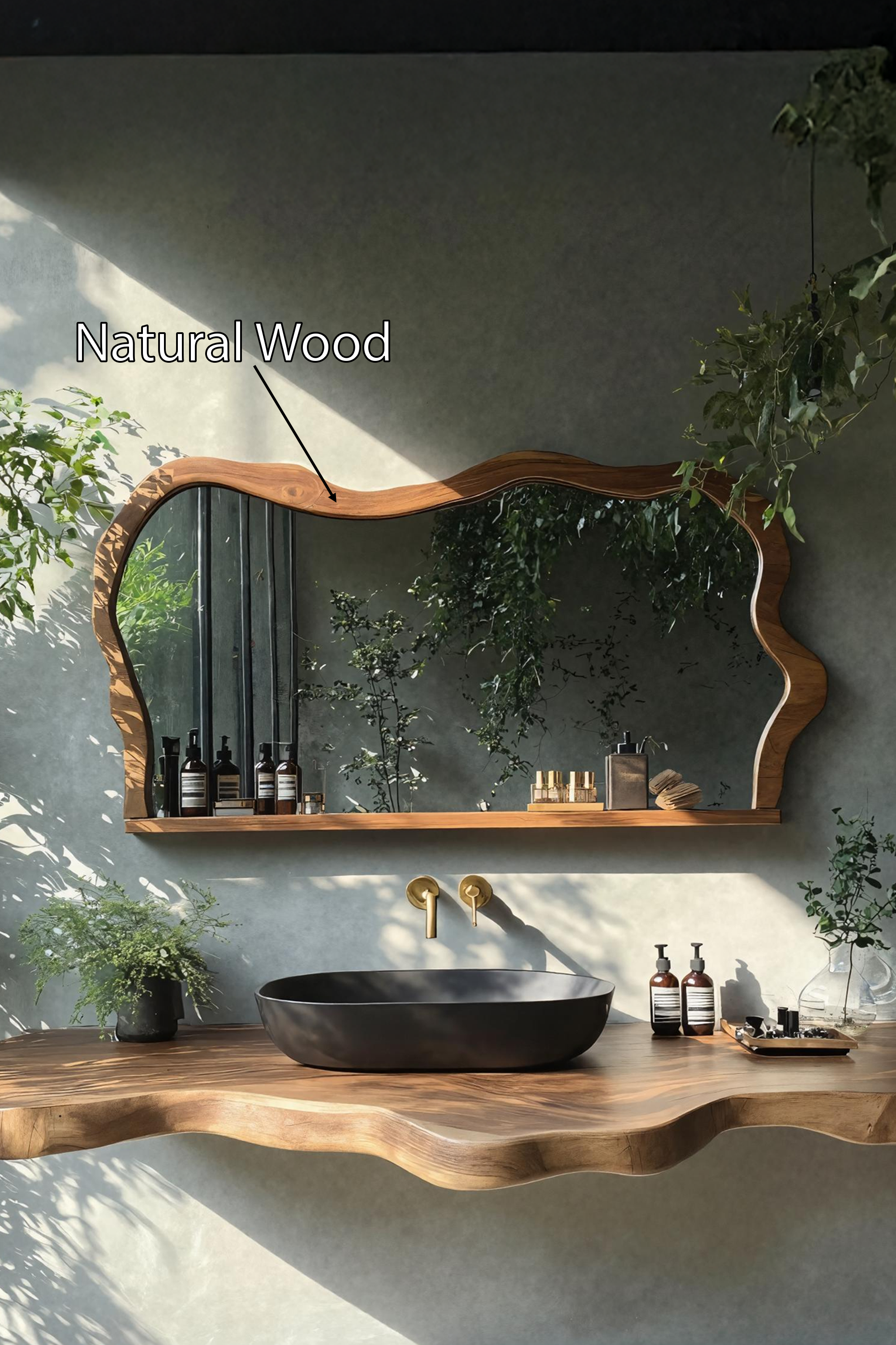 Handcrafted Asymmetrical Wall Mirror For Bathroom Use SILDTTRMI020
