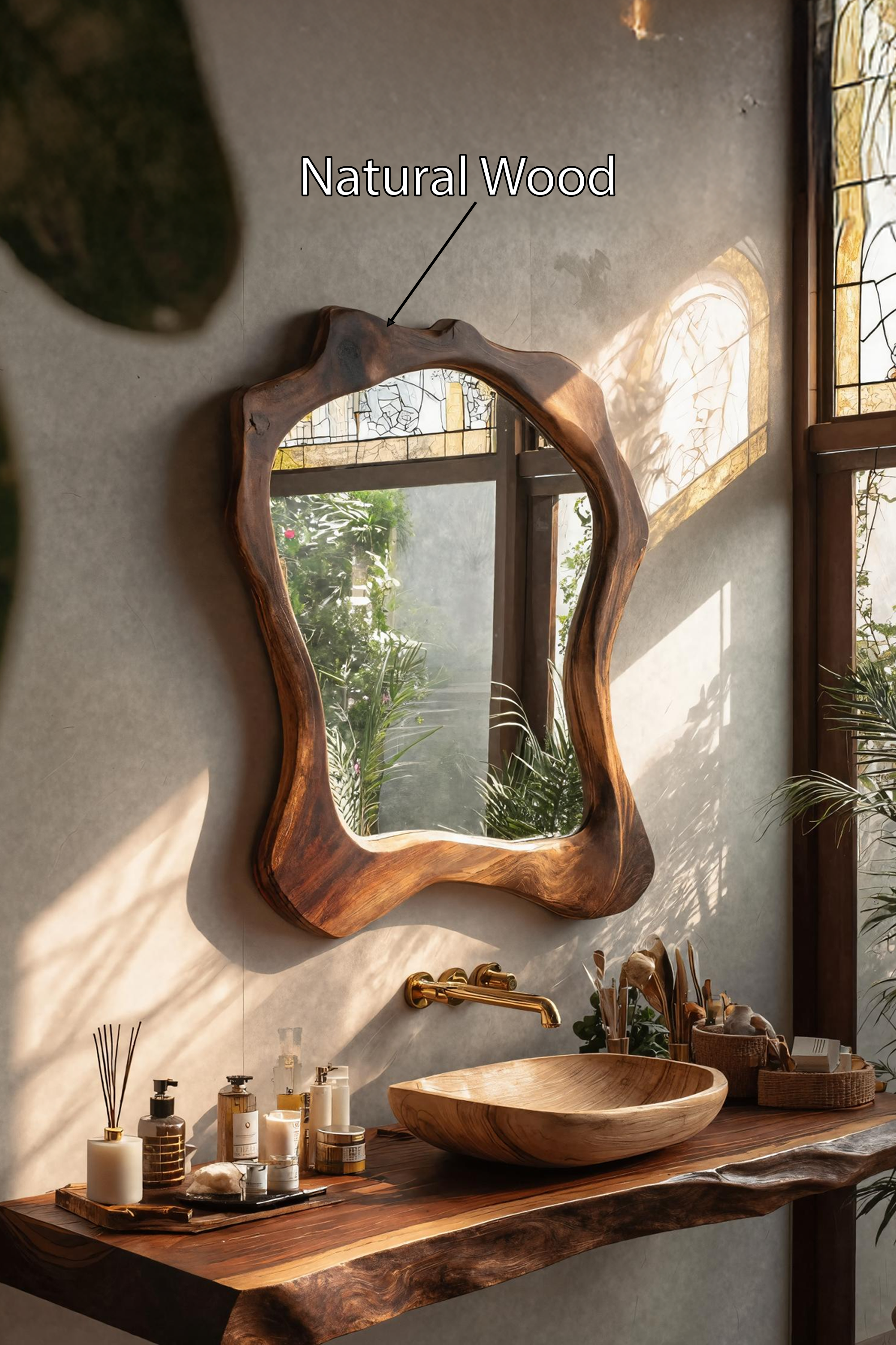 Handmade Asymmetrical Mirror For Unique Bathroom Wall SILDTTRMI030