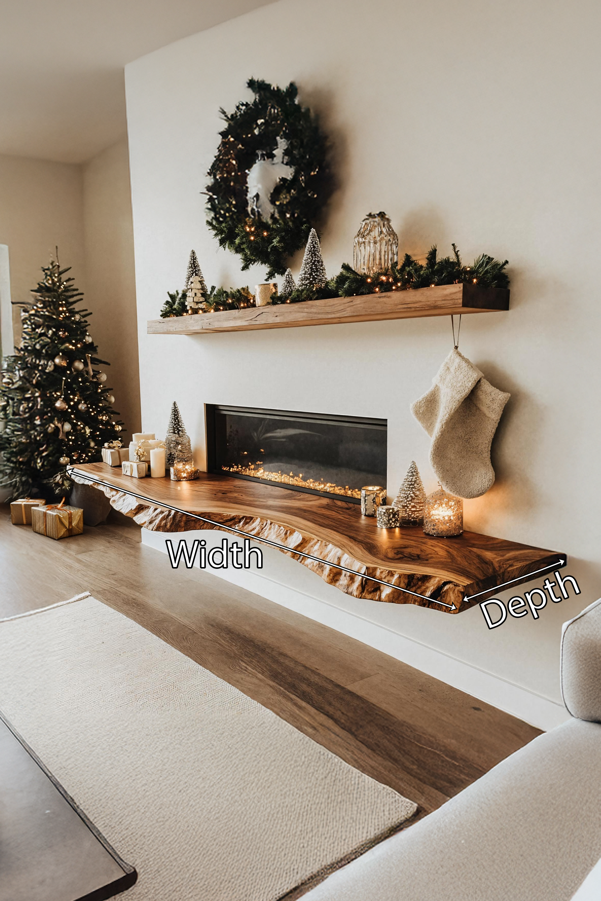 Handcrafted Solid Wood Live Edge Floating Shelf For Bedroom Design SILDTTRCFL010