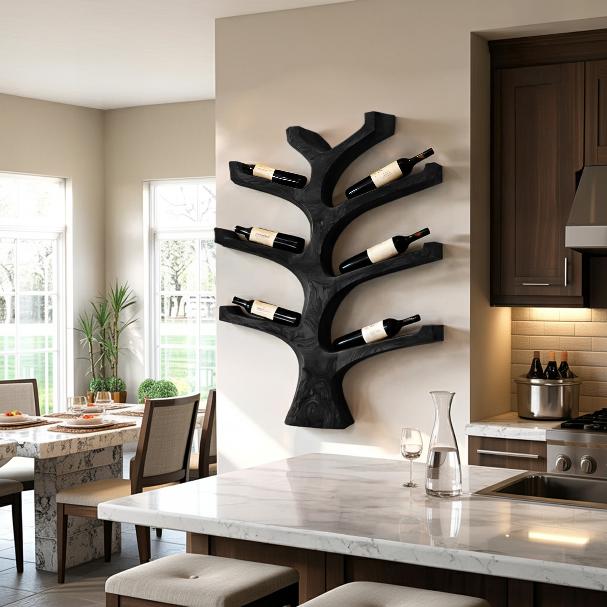 Rustic Wall Mounted Tree Branch Wine Holder For Kitchen RTTHTTWH014
