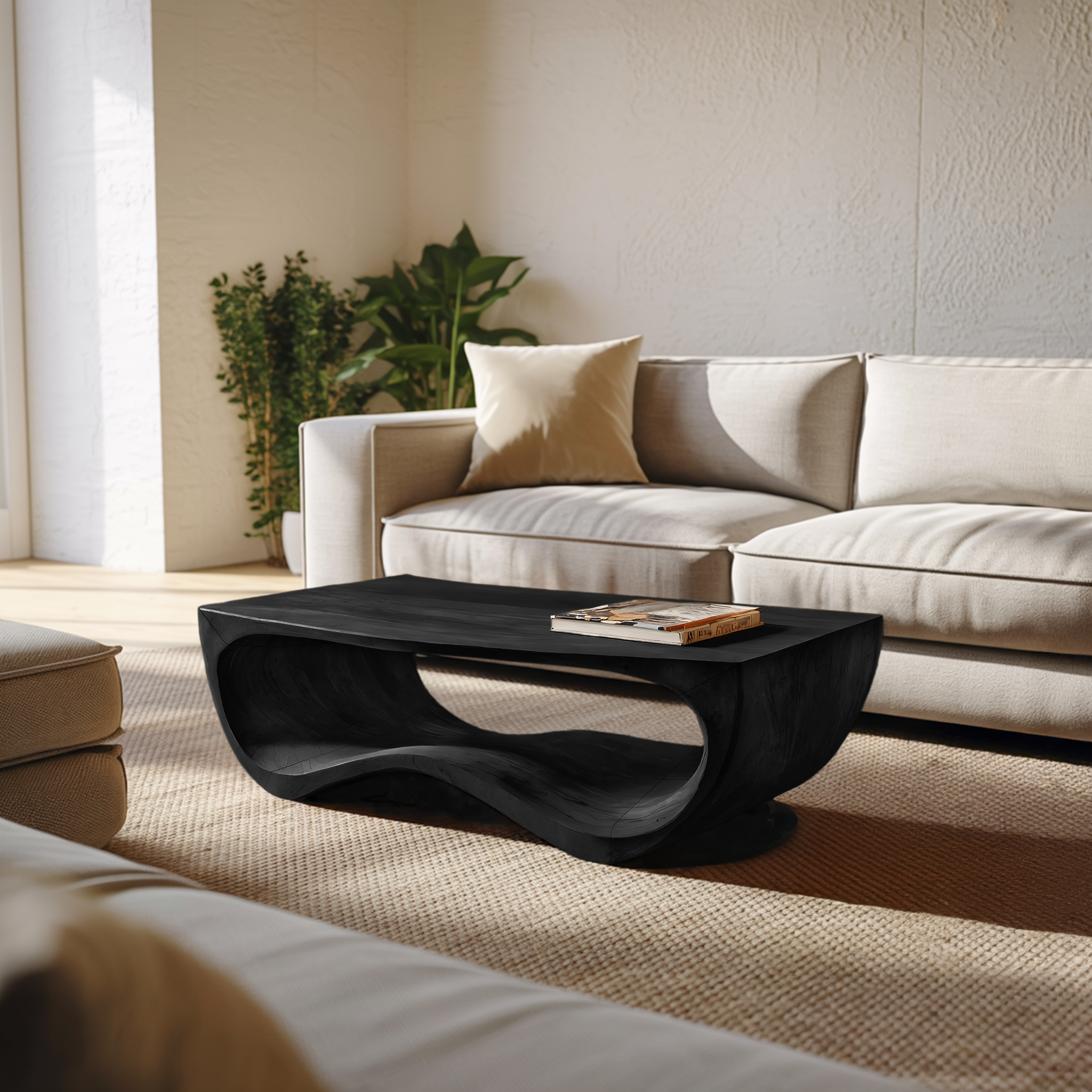 Artistic Sculptural Curved Coffee Table For Living Room RTTHHNCF052