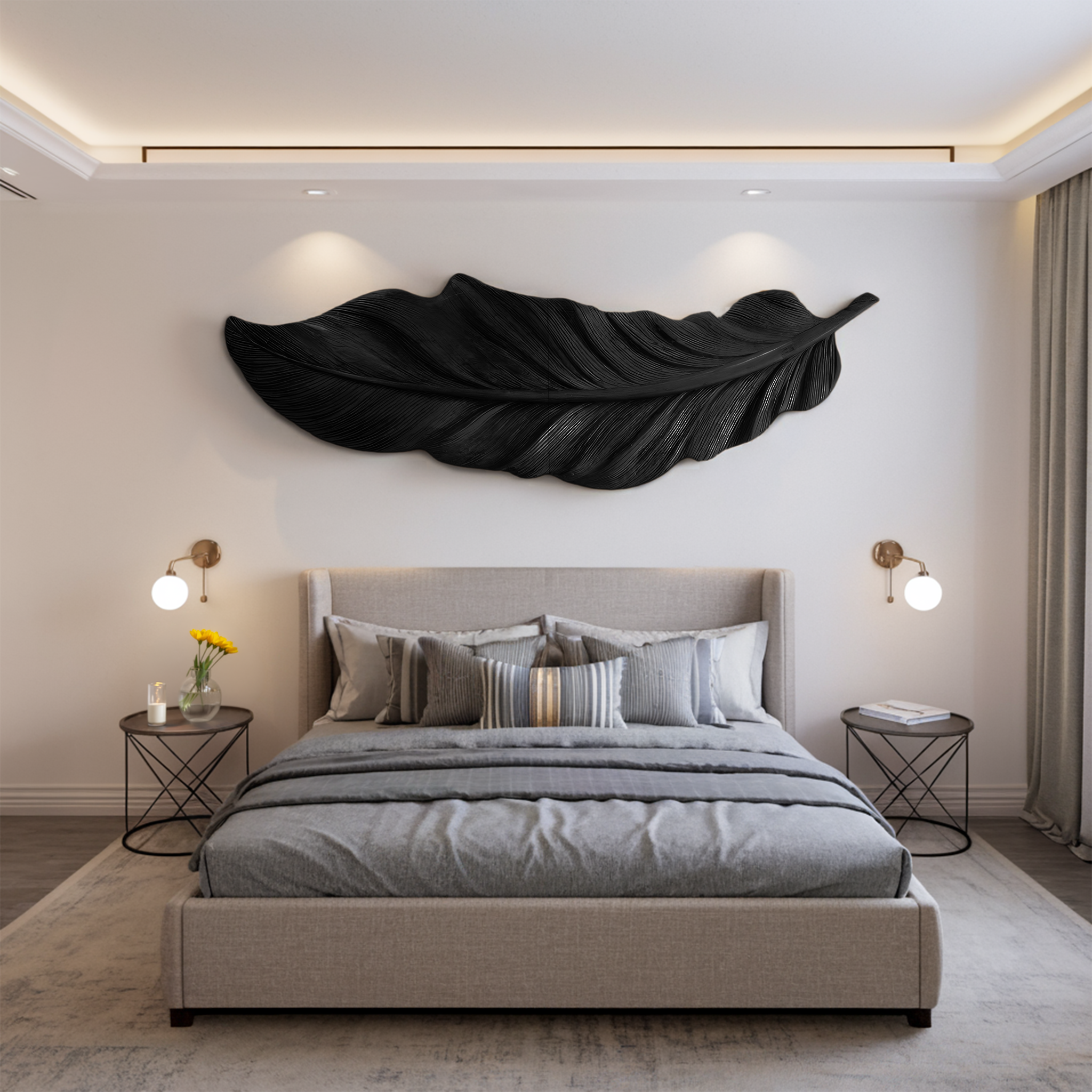 Hand Carved Feather Wall Art For Modern Home Decor RTTHHNWA096