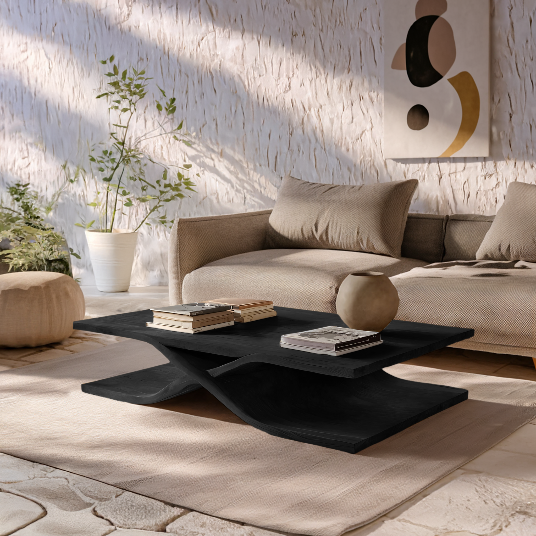 Modern Coffee Table Curved Layered Design For Living Room RTTHHNCF056