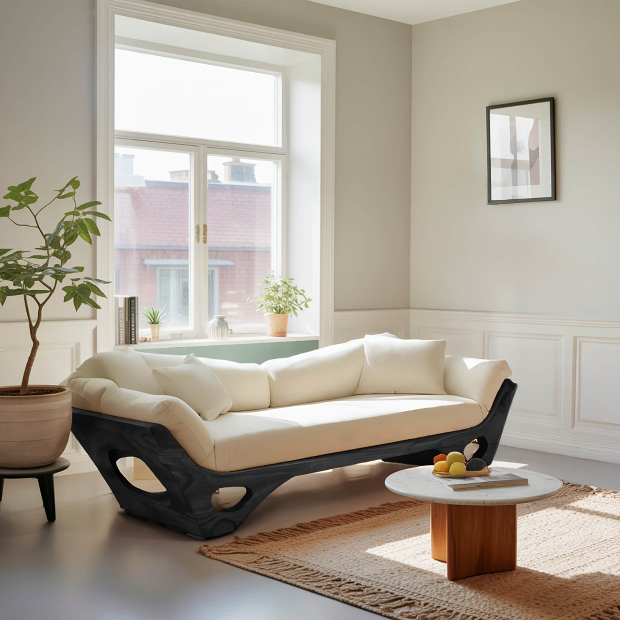 Artistic Wooden Sofa With Sculptural Organic Frame For Contemporary Home SITHTTSF024