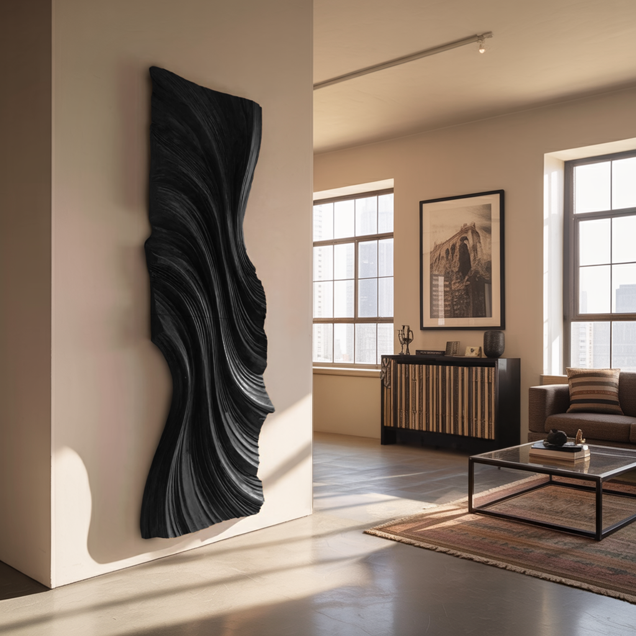 Vertical Wave Wall Art For Modern Living Room RTTHHNWA091