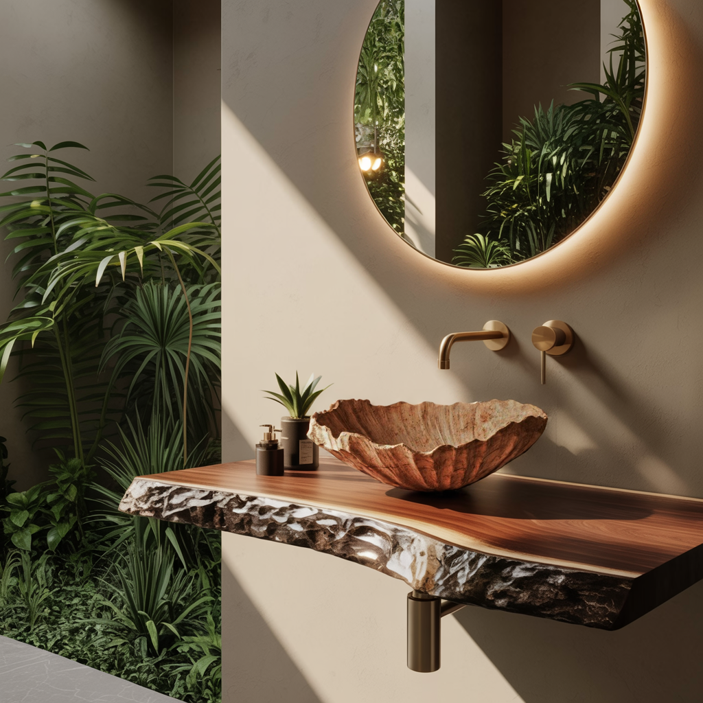 Wooden Vessel Sink Handcrafted Rustic For Furniture Decor SILDTTRVS017