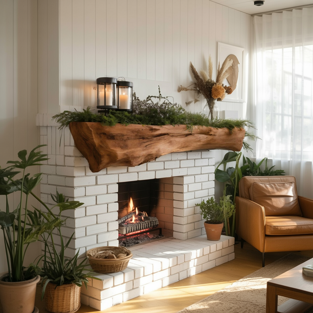 Rustic Fireplace Mantel With Solid Beam For Living Room SITHTTFS010