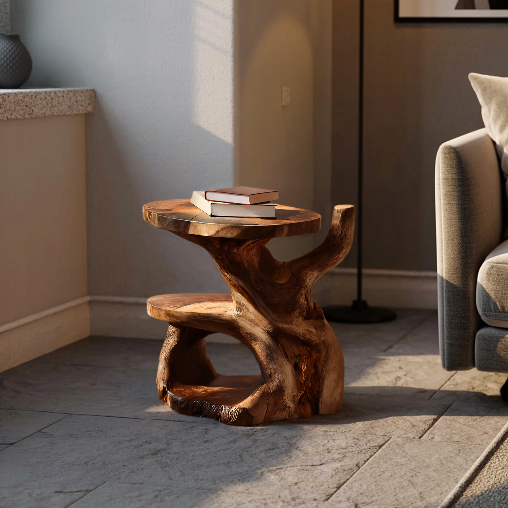 Elegant Side Table With Shelf Layered For Living Room RTTHTTSTA026
