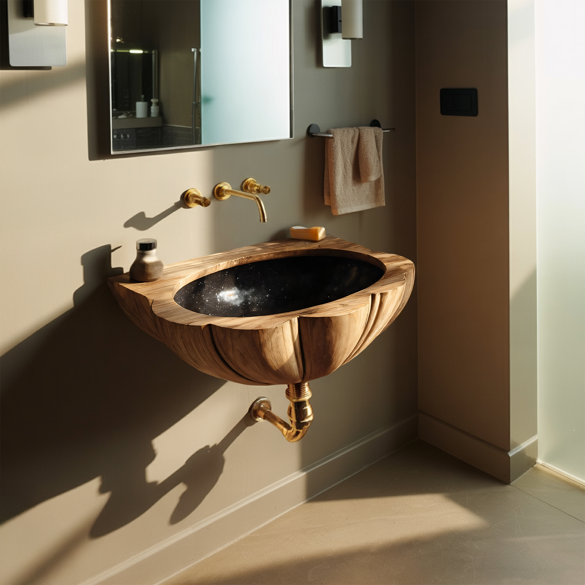Mid Century Wall Mounted Wooden Bathroom Sink For Stylish Bathroom Decor SILDTTNVS069