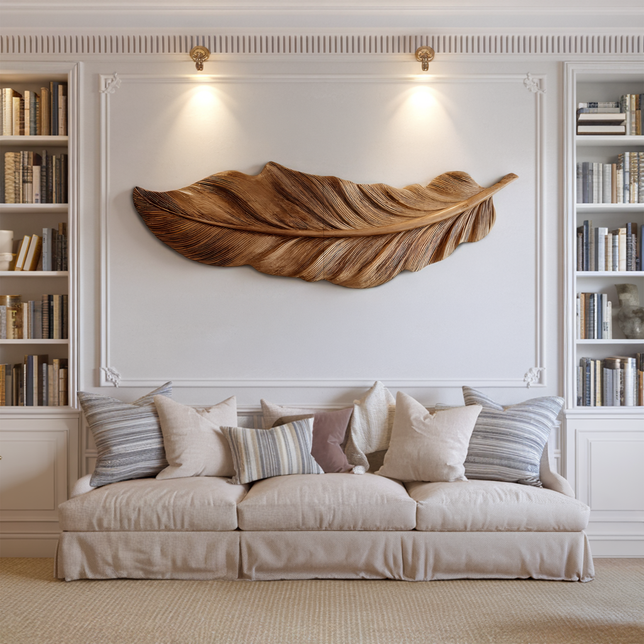 Hand Carved Feather Wall Art For Modern Home Decor RTTHHNWA096