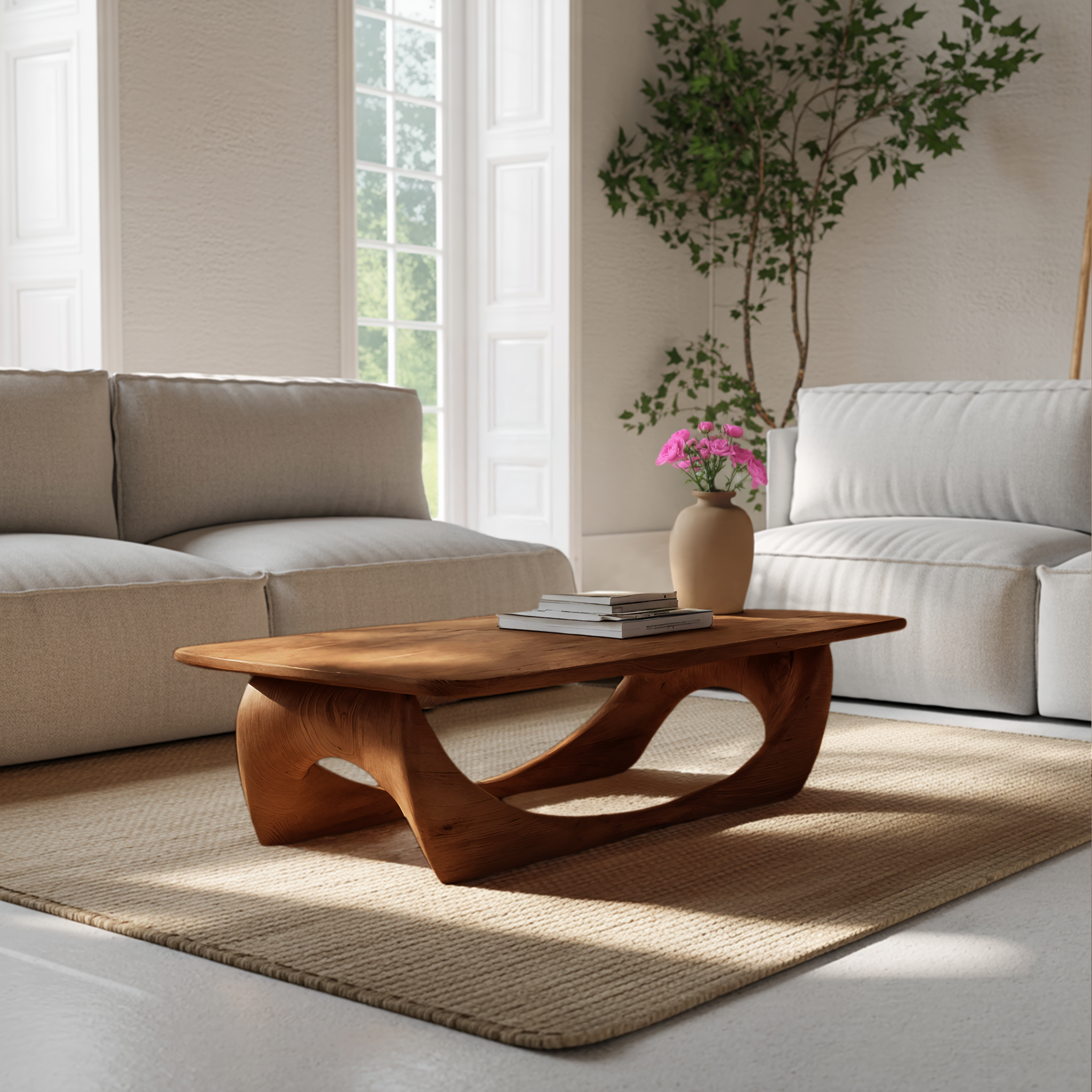 Minimal Coffee Table Smooth Curved Base For Living Room RTTHHNCF060