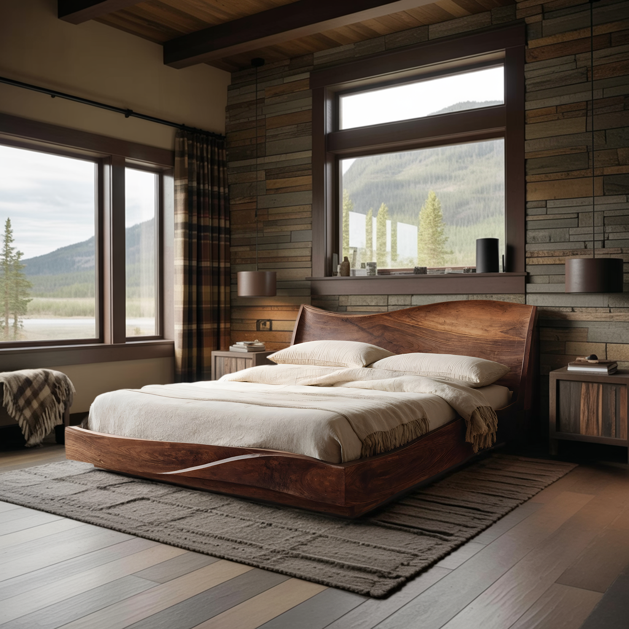 Modern Handcrafted Bed Frame For Bedroom Interiors RTTHHNWO008