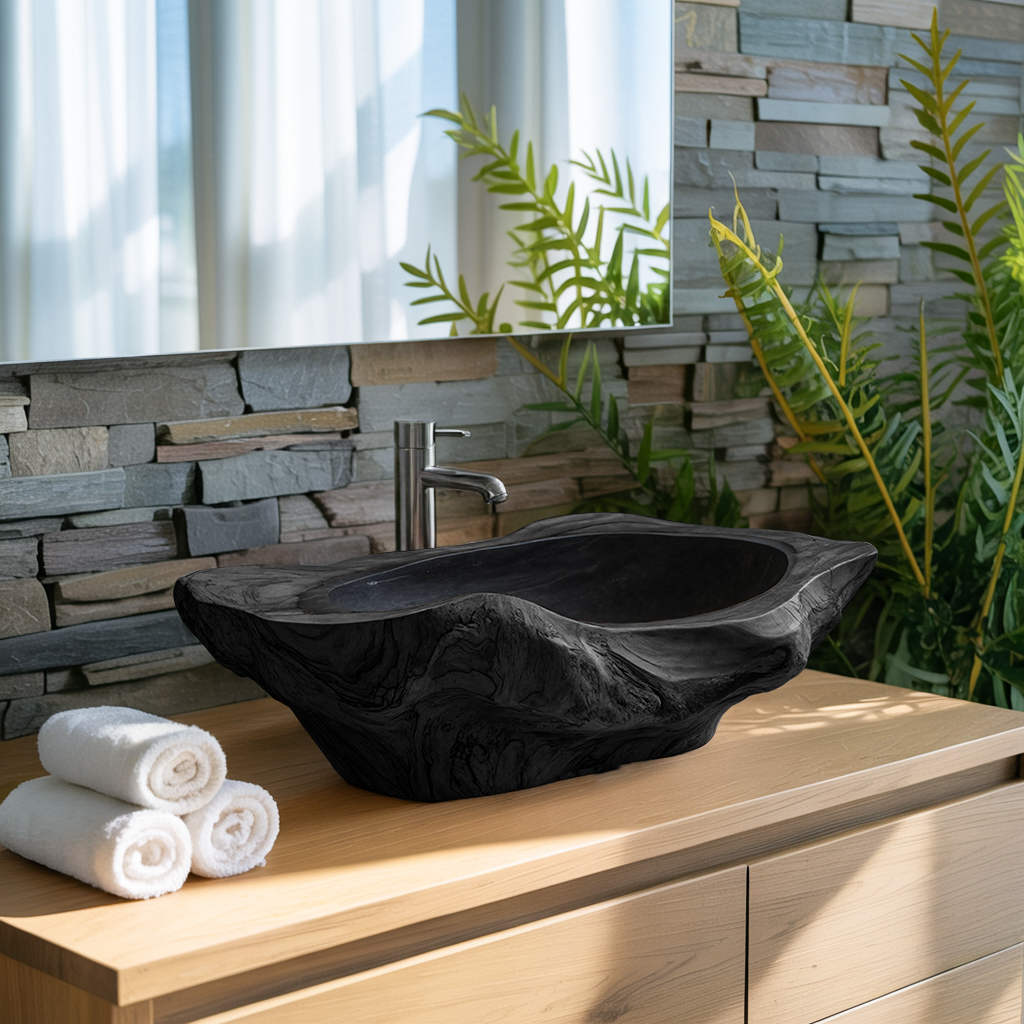 Handcrafted Solid Wood Sink For Bathroom Design Upgrade SILDTTNVS016