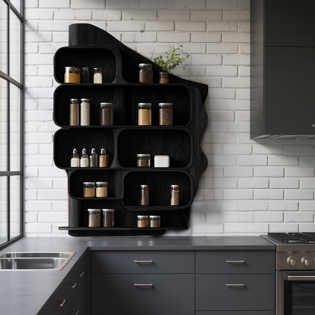 Handmade Wooden Spice Rack For Farmhouse Kitchen Wall SILDTTRSRS008