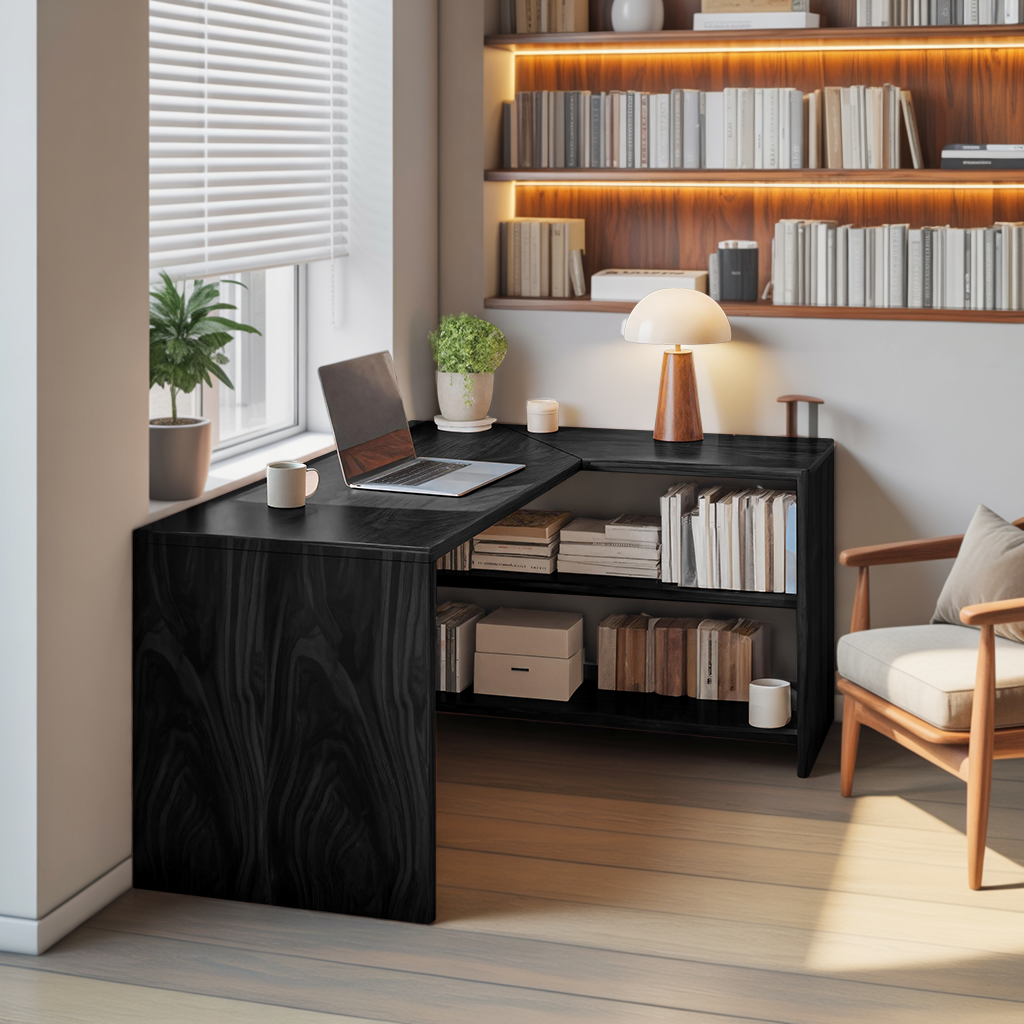Modern L Shaped Wooden Desk With Storage For Home Office Or Study SITHTTDE018