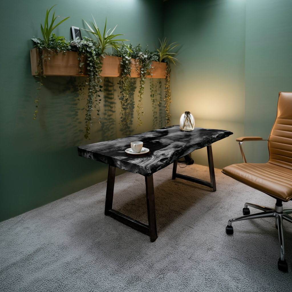 Modern Live Edge Wooden Desk With Metal Legs For Home Office Or Studio SITHTTDE033