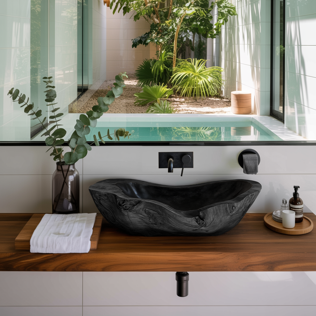 Handcrafted Wooden Vessel Sink For Bathroom Art Decor SILDTTNVS014