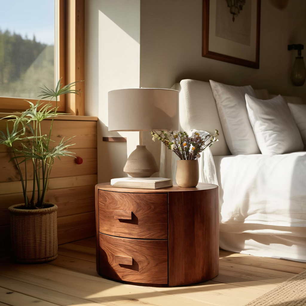 Round Two Drawer Nightstand For Modern Bedroom SITHTTNS012