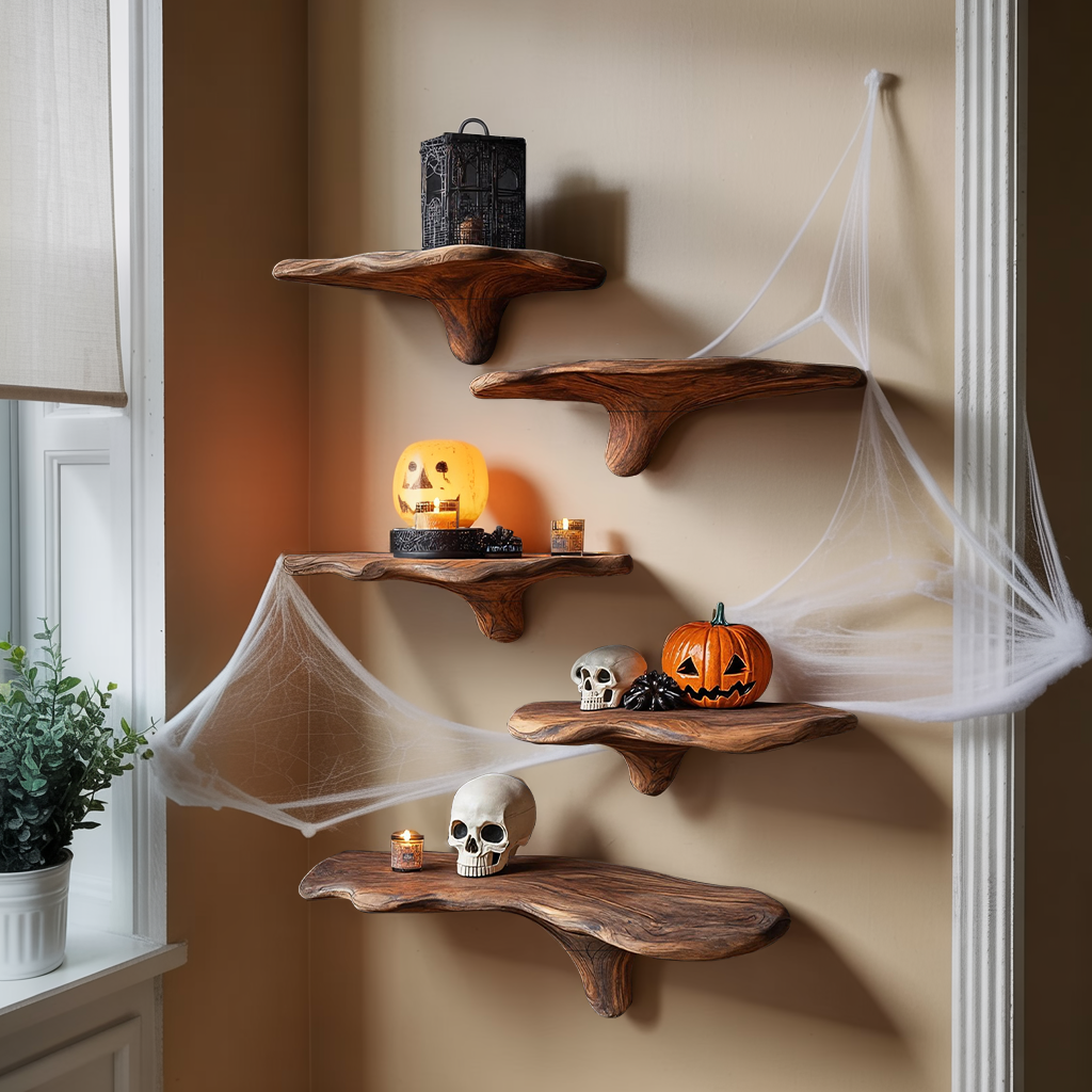 Mid Century Live Edge Mushroom Shelf Halloween Bedroom Styling SILDTTRHMR021