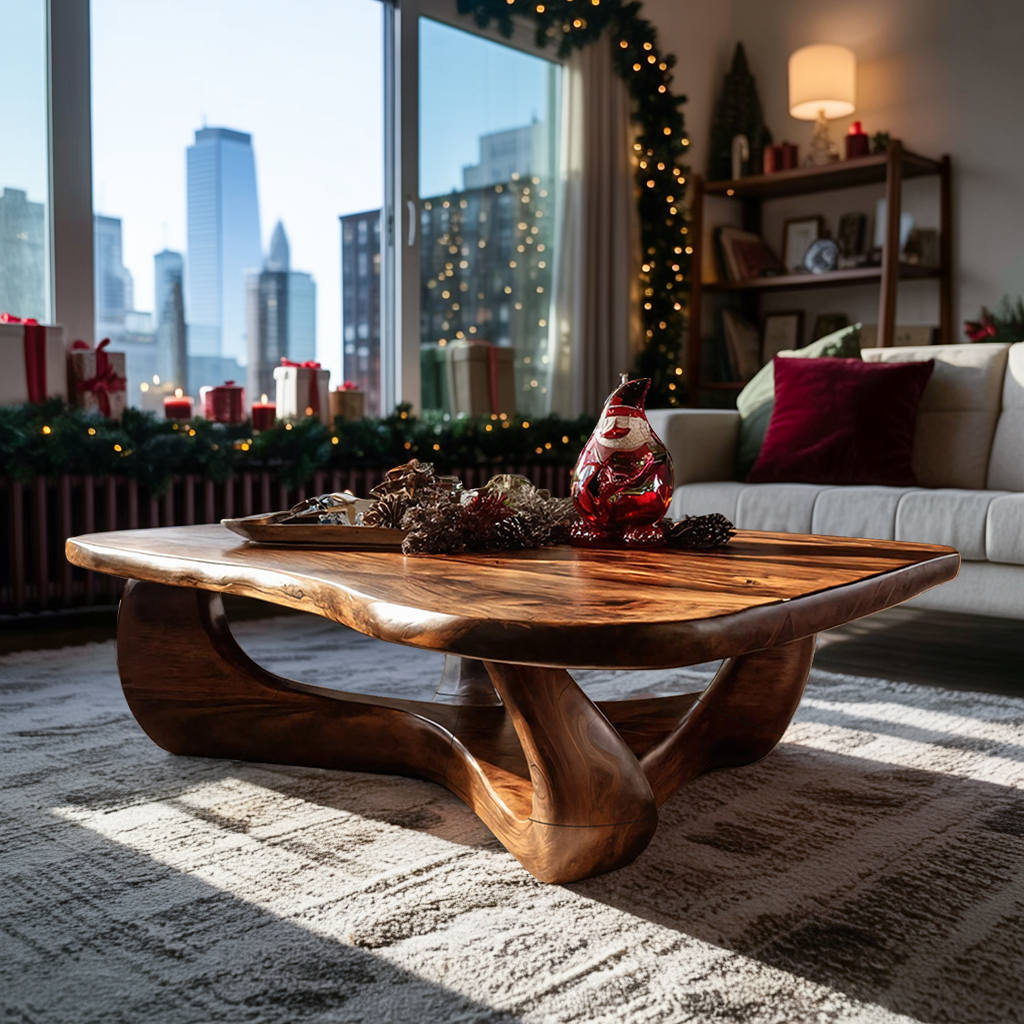 Rustic Wooden Live Edge Coffee Table For Holiday Home Furniture SILDTTRCCF017