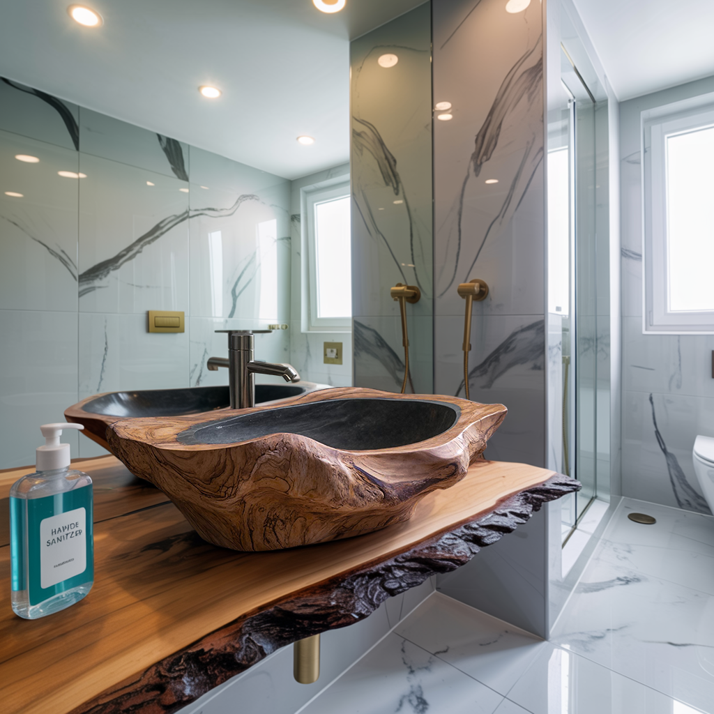 Handcrafted Solid Wood Sink For Bathroom Design Upgrade SILDTTNVS016