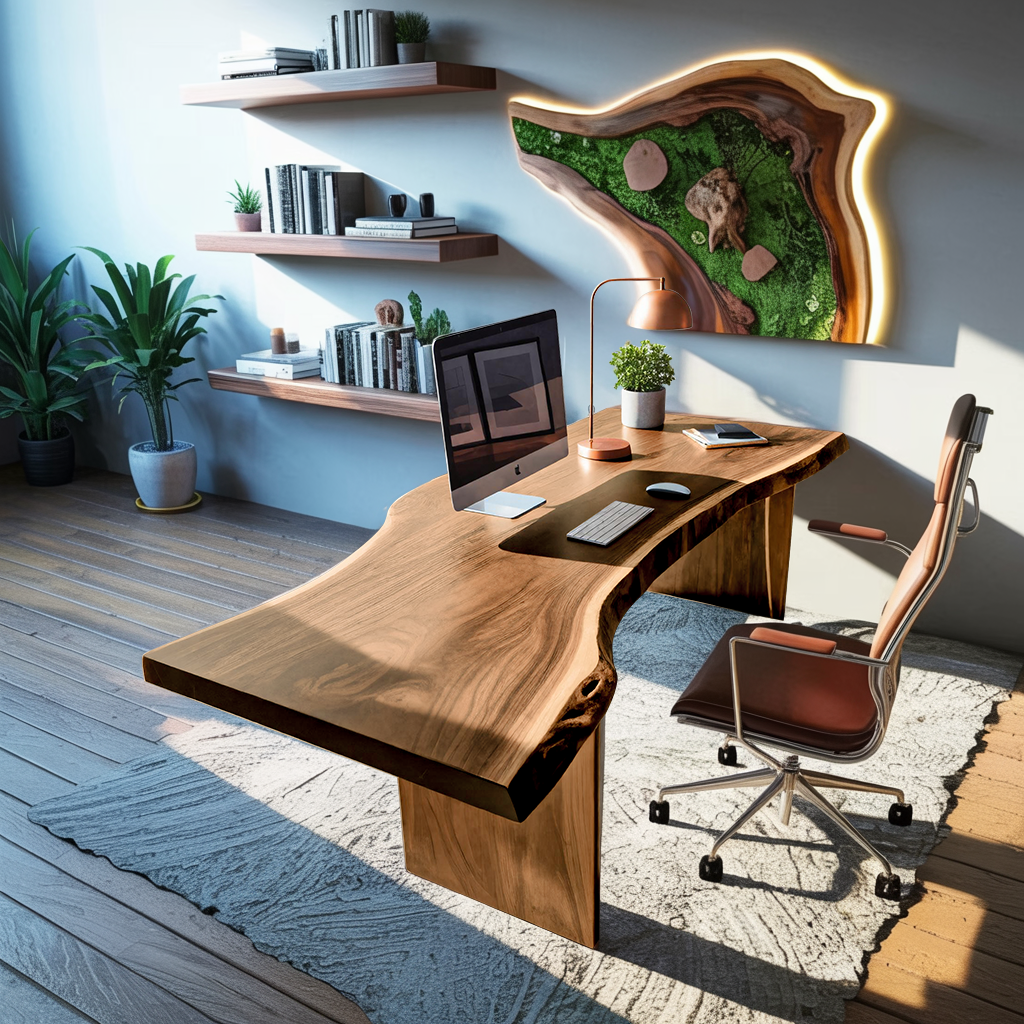 Modern Organic Curved Office Desk For Executive Or Creative Workspace SITHTTDE026