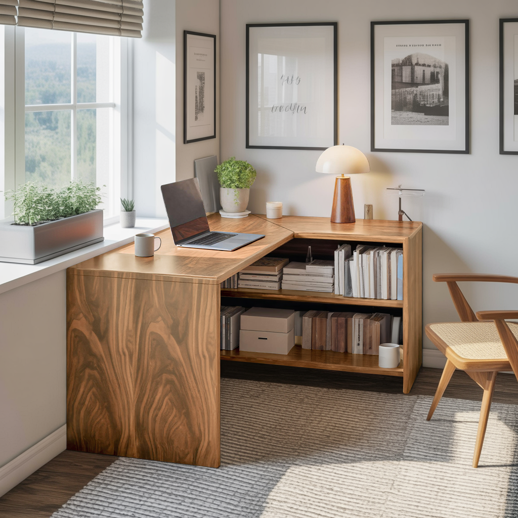 Modern L Shaped Wooden Desk With Storage For Home Office Or Study SITHTTDE018