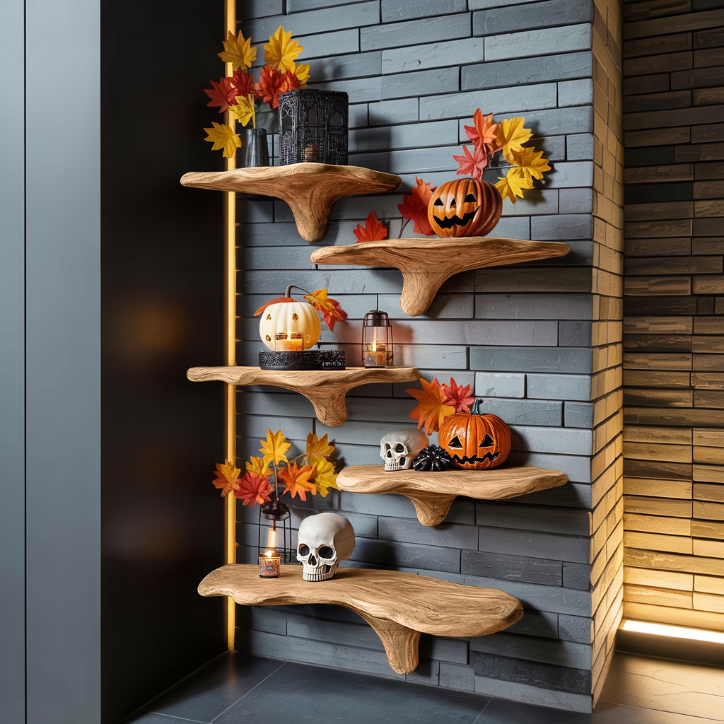 Mid Century Live Edge Mushroom Shelf Halloween Bedroom Styling SILDTTRHMR021