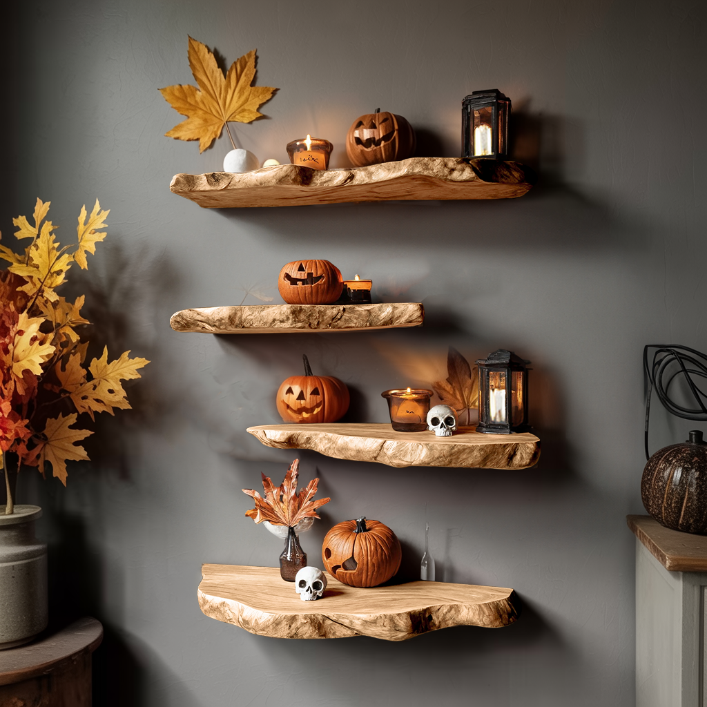 Handcrafted Live Edge Floating Shelf For Bedroom Unique Halloween Accent SILDTTRHFL020